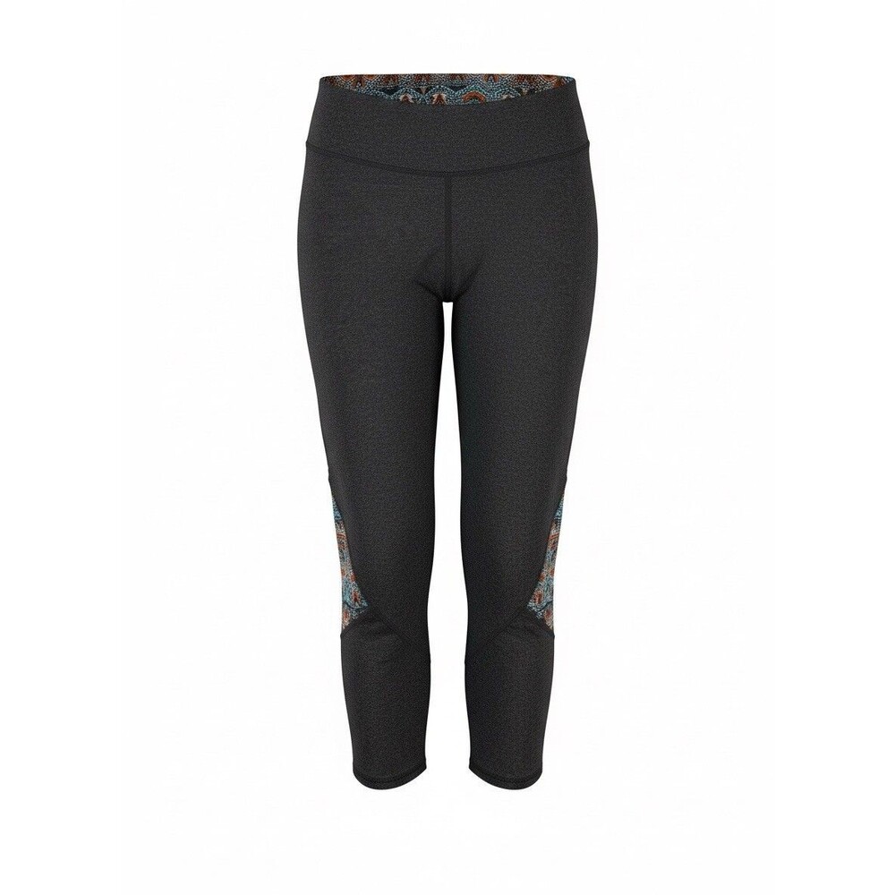 Soybu Women's XL Cropped Leggings Charcoal Space Dye, Geometric Print Panel